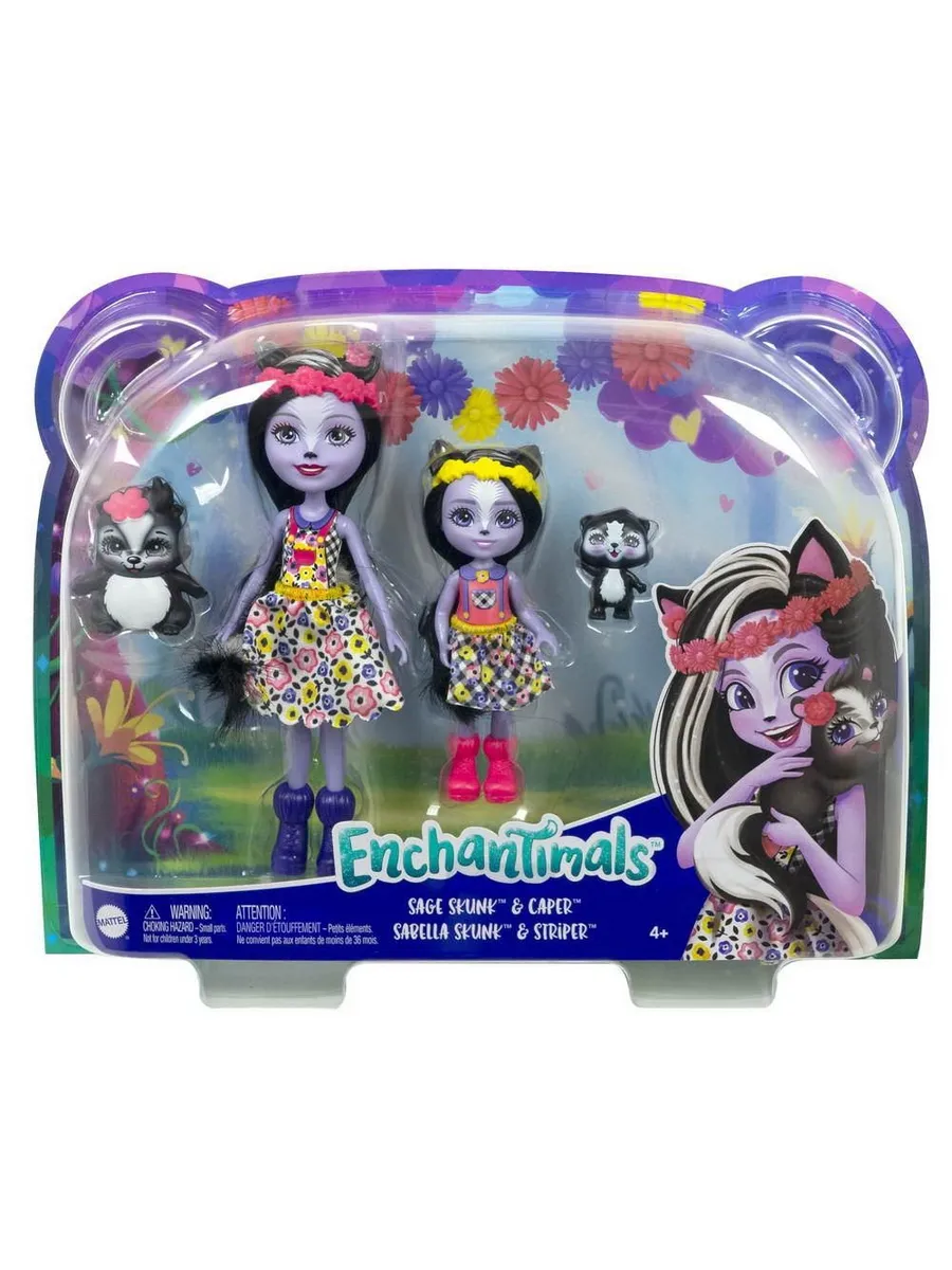 Enchantimals Игровой набор Сейдж Скунси с сестричкой и питомцами