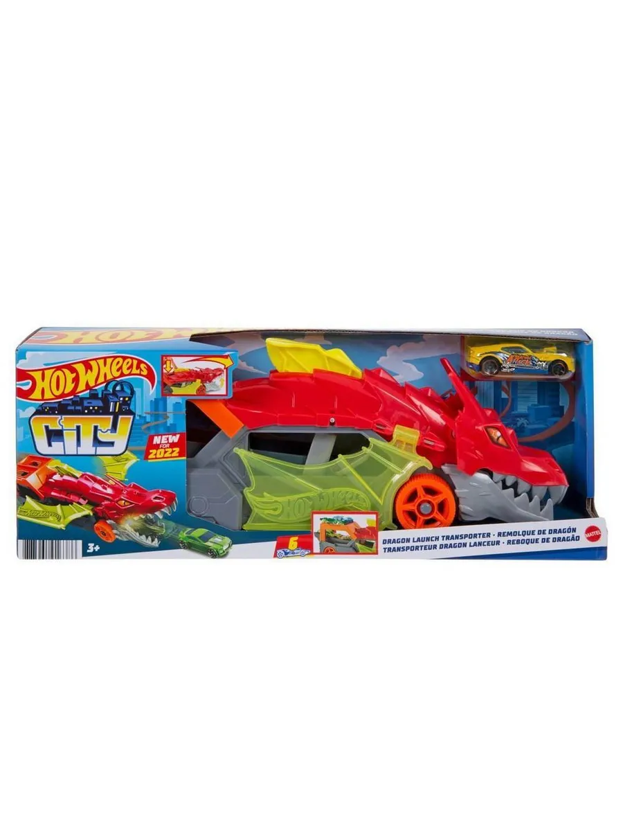 Hot Wheels Машинки Грузовик Разъяренный Дракон с хранилищем для машинок