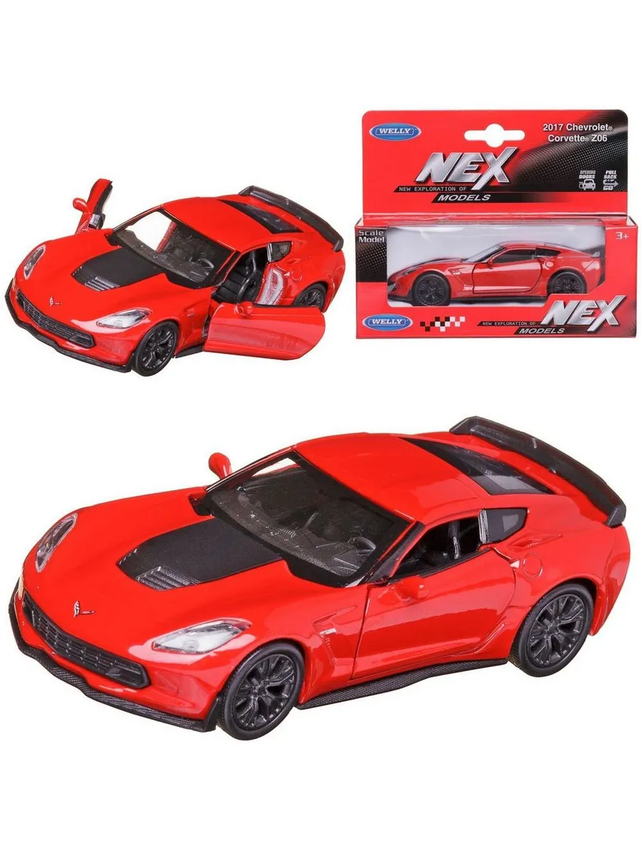 Машинка Welly 1:38 2017 CHEVROLET CORVETTE Z06 красная
