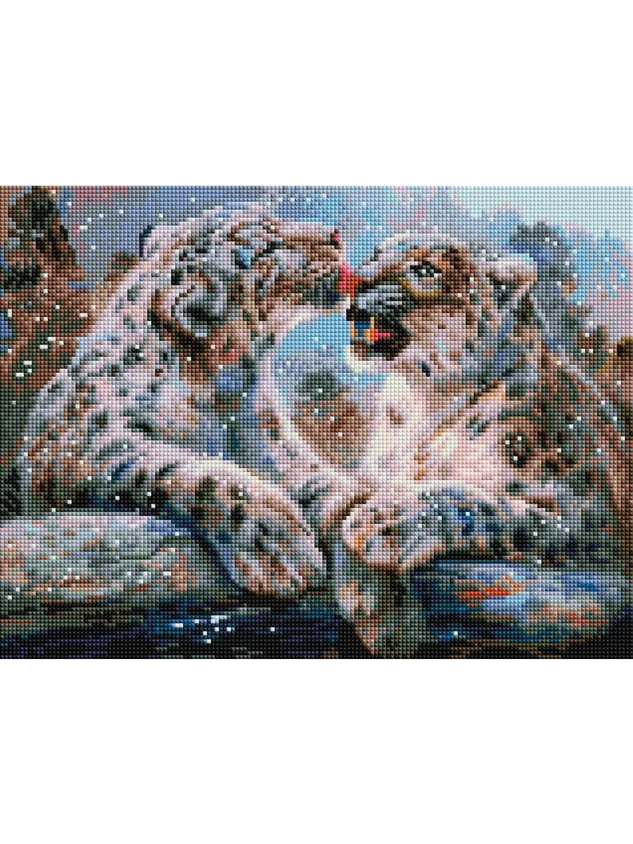 Мозаика алмазная на раме 30*40 см Ирбисы