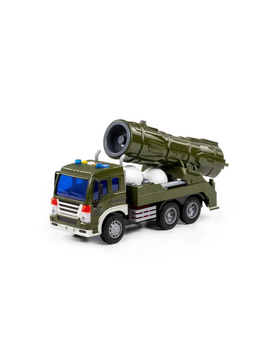Автомобиль военный инерционный СИТИ с зенитно-ракетной установкой (со светом и звуком, стреляет шариками)