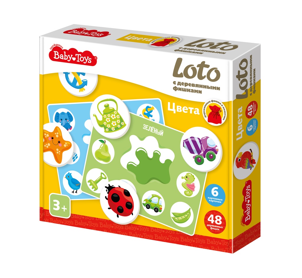 Лото для детей «Цвета» с деревянными фишками, Baby Toys