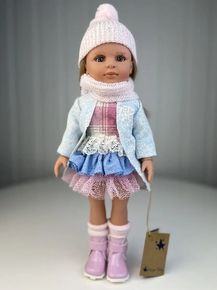 Кукла "Нина", блондинка, в голубом пальто и розовой шапке, 33 см, арт. 33105