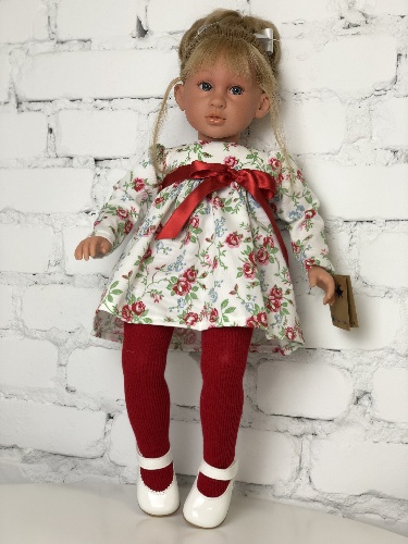 Кукла "Эбрил", в платье с красным поясом, 60 см, арт. P6005