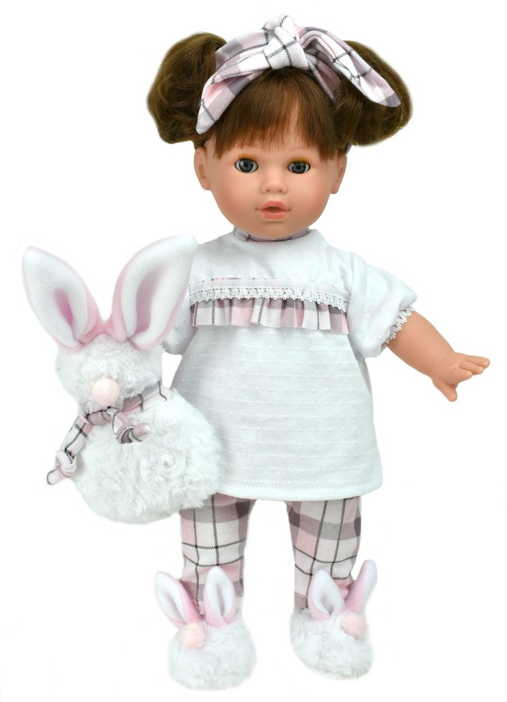 Кукла "Тина", брюнетка, с игрушкой-зайцем, 45 см, арт. 632