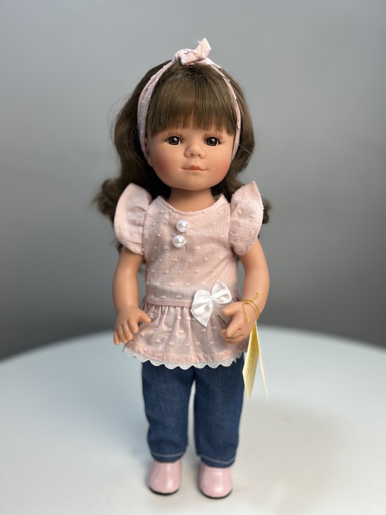 Кукла Мариэтта, шатенка, в джинсах, 34 см, арт. 22328K153